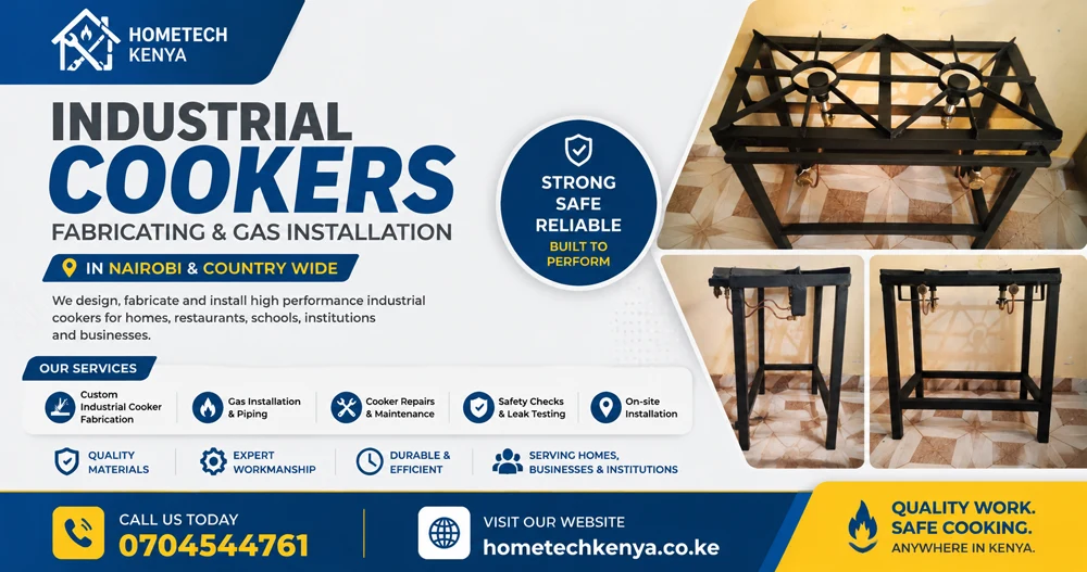 Industrial Cookers Fabricating and Gas Installation in Nairobi, Kenya-