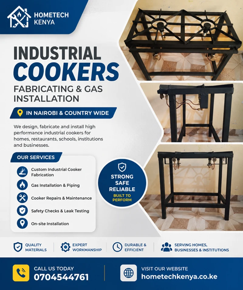 Industrial Cookers Fabricating and Gas Installation in Nairobi, Kenya